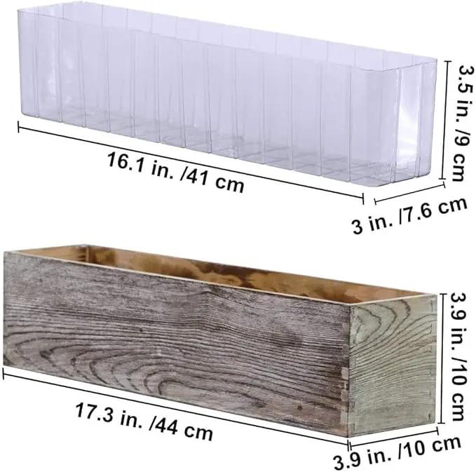 10 Pcs Plastic Planter Liners Clear Rectangular Plastic Liners for Flower Box Planter Window Box Planter 16.2" L x 3" W x 3.5" H for Indoor Outdoor Flower Arrangement Succulent Garden Windowsill Decor by GreenHaven Gardens
