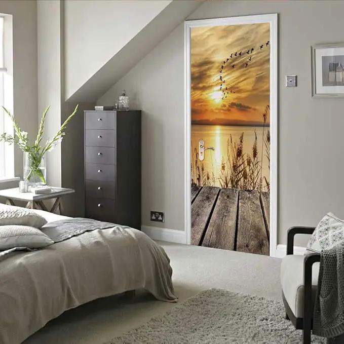3D Peel and Stick Door Stickers Murals - PIER - Wallpaper Self-Adhesive Decals Removable PVC Waterproof Poster for Bedroom Living Room 31.5" x 78.7" by GreenHaven Gardens