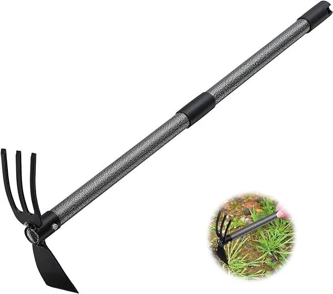Garden Hoe and Cultivator, 31 Inch Long Heavy Duty Hand Hoe Garden Tool with Tiller,2 Section Handle, Carbon Steel Blade, Cultivator Hoe Garden Tools for Loosening Soil, Weeding Garden Tools by GreenHaven Gardens