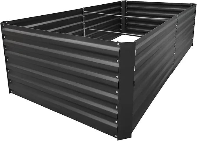 8x3x2FT Metal Raised Garden Bed Kit, Galvanized Outdoor Garden Bed Planter Box for Vegetables, Flowers, Herbs, Succulents and More, Black by GreenHaven Gardens