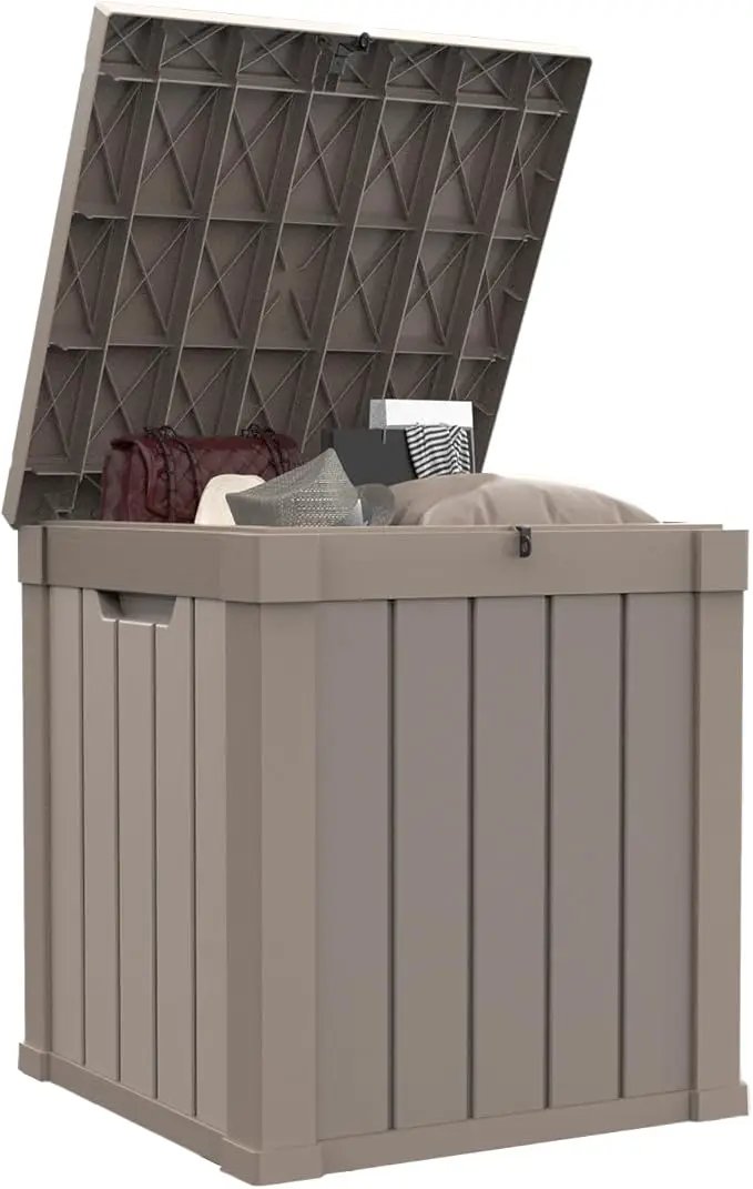 50 Gallon Waterproof Outdoor Storage Box,Resin Deck Box,Lockable Outside Storage Box Container for Patio Furniure,Garden Tools (50 Gallon,Grey) by GreenHaven Gardens