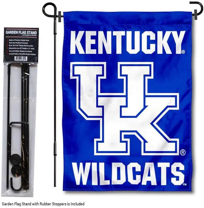 College Flags & Banners Co. Kentucky Wildcats Garden Flag with Pole Stand Holder by GreenHaven Gardens