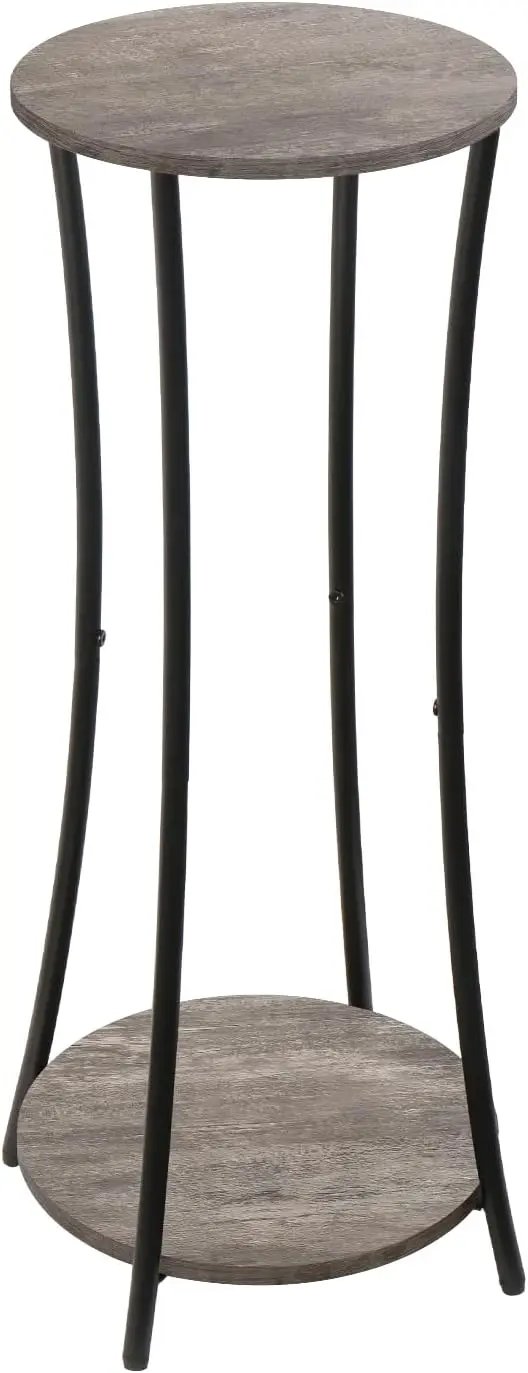 YINMIT Plant Stand Indoor,2 Tier Round Potted Holder Rack,Flower Pot Stand Shelf,Round Supports Rack,Corner Plant Shelf for Balcony Garden Patio Living Room,Grey by GreenHaven Gardens