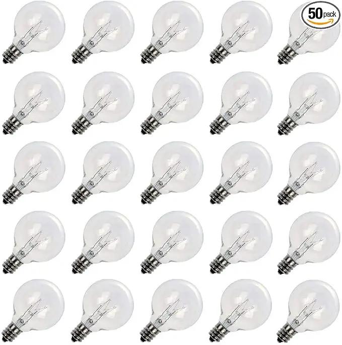 Brightown G40 Replacement Light Bulbs, 5W Clear Globe Bulb fits E12 C7 Candelabra Screw Base Sockets, 1.5 Inch Dimmable Light Bulbs for Indoor Outdoor Patio Decor, Pack of 50 by GreenHaven Gardens