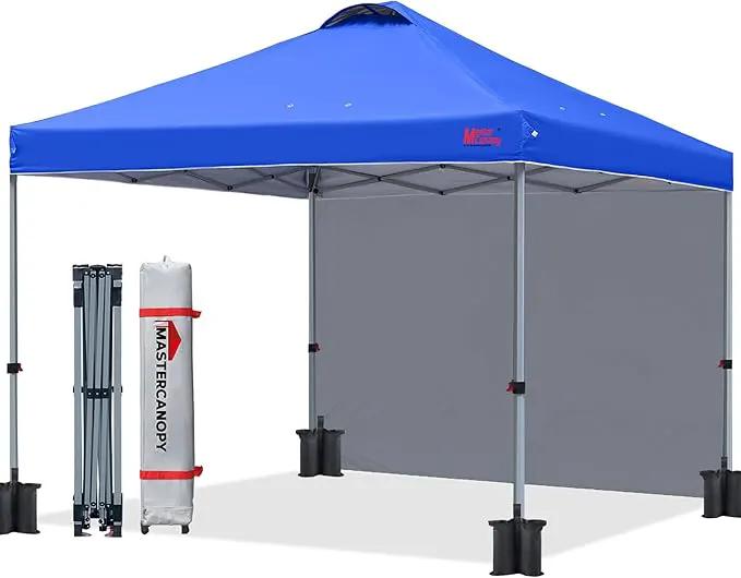 MASTERCANOPY Durable Pop-up Canopy Tent with 1 Sidewall (6.6'x6.6',Blue) by GreenHaven Gardens