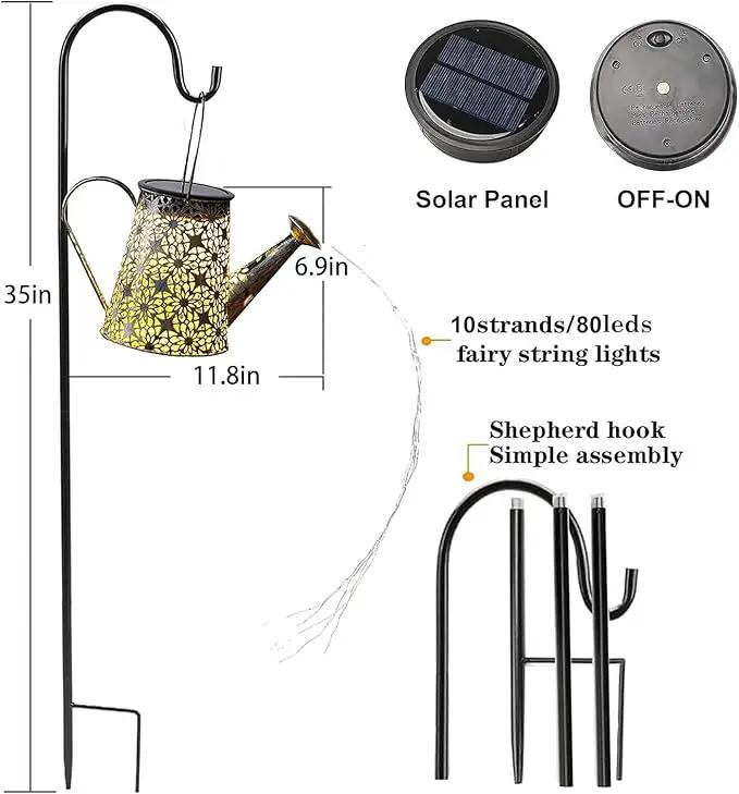 Solar Watering Can Lights, Large Retro Metal Hanging Solar Lights Outdoor Waterproof, Gardening Gifts for Mom Grandma Women Birthday, Garden Decor Yard Light Outside for Porch Landscape Patio by GreenHaven Gardens
