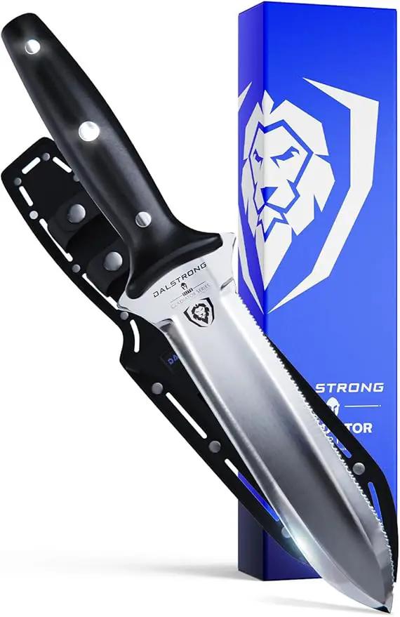 DALSTRONG Hori Hori Garden Knife - 6.5 inch - Straight Edge + Serrated Edge - Gladiator Series Elite - Forged German Steel - Sheath Guard Included - Weeding, Cutting, Digging, Planting - NSF Certified by GreenHaven Gardens