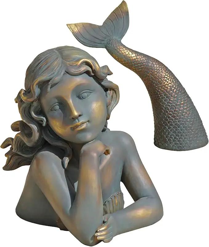 Design Toscano QL30330 Merissa Siren of The Sea Mermaid Garden Statue, Faux Verdigris Finish by GreenHaven Gardens