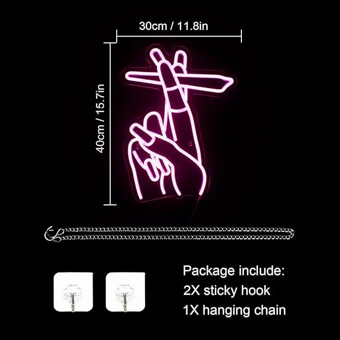 WLHOPE Pink Led Hand Neon Sign for Wall Decor Gesture USB Nail Hand Man Cave Neon Light Sign for Bedroom Home Bar Girls Room Nail Room Salon Party Decor Gift for Women by GreenHaven Gardens