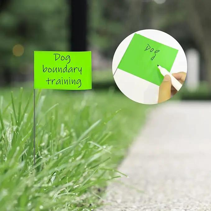 Zozen 100Pack Green Marking Flags, Writable/15x4x5 Inch, Yard Flags for Lawn & Irrigation & Landscape & Sprinkler & Survey & Dog Training. by GreenHaven Gardens