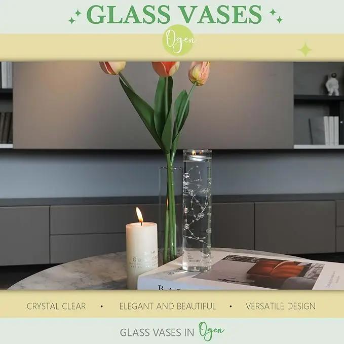 18pcs Glass Vase Cylinder Vases for Centerpieces Small Flower Glass Clear Vases Home Decor Centerpiece Table Flower Vase Decorations for Office Beautification＆Holiday 7.5 Inch Tall by GreenHaven Gardens