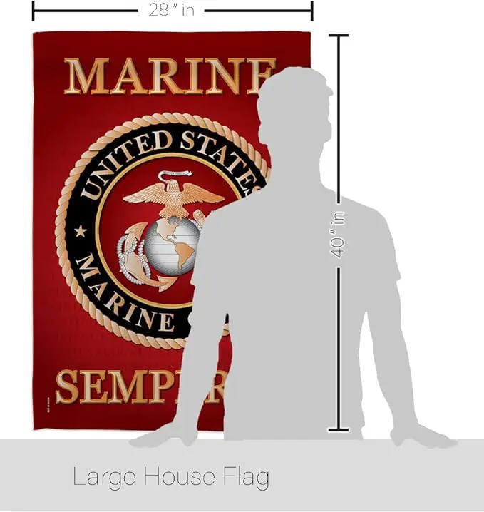 Breeze Decor HS108057-BO-03 Marine Corps Americana Military Decorative Vertical Set, House Flag 28" x 40", Thick Fabric by GreenHaven Gardens