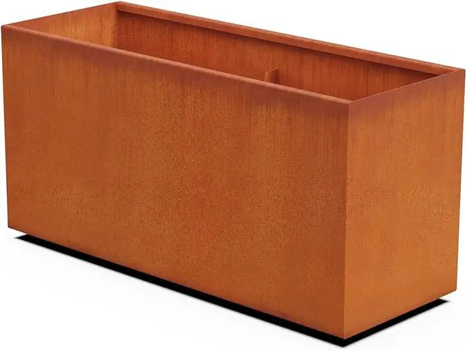 Corten Steel Planter Rectangle Outdoor Metal Garden Box Heavy Duty | Made in USA | Fully Assembled by GreenHaven Gardens