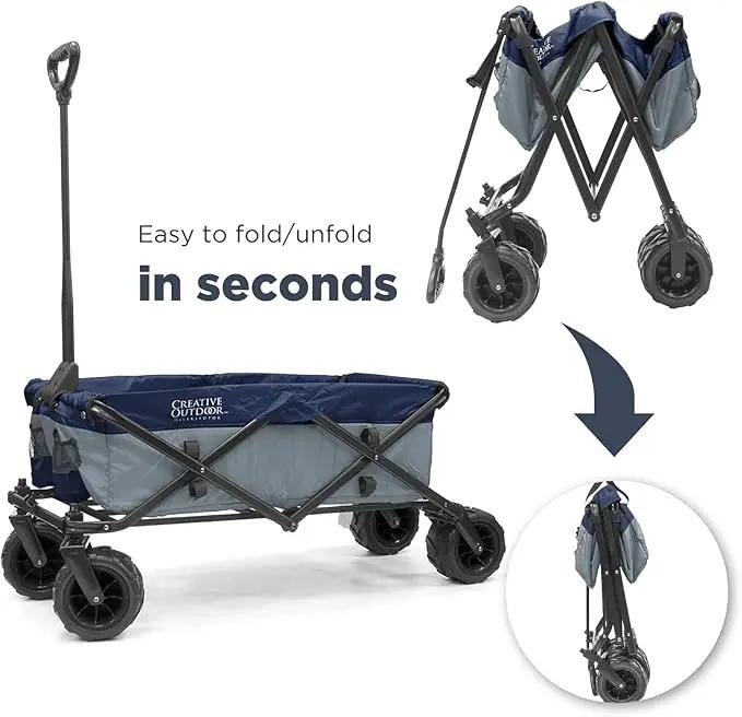 Creative Outdoor Original Folding Wagon All-Terrain Wheels by GreenHaven Gardens