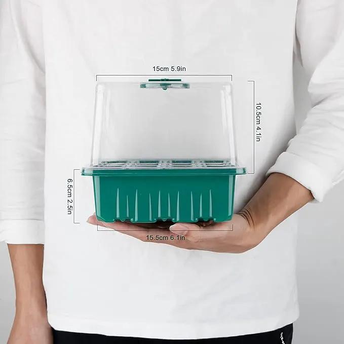 Seed Starter Tray with Grow Light, Plant Germination Starter Kit Seed Starter kit with Humidity Dome and Base for Greenhouse Grow Wheatgrass Hydroponic (Timed Seedling Tray) by GreenHaven Gardens