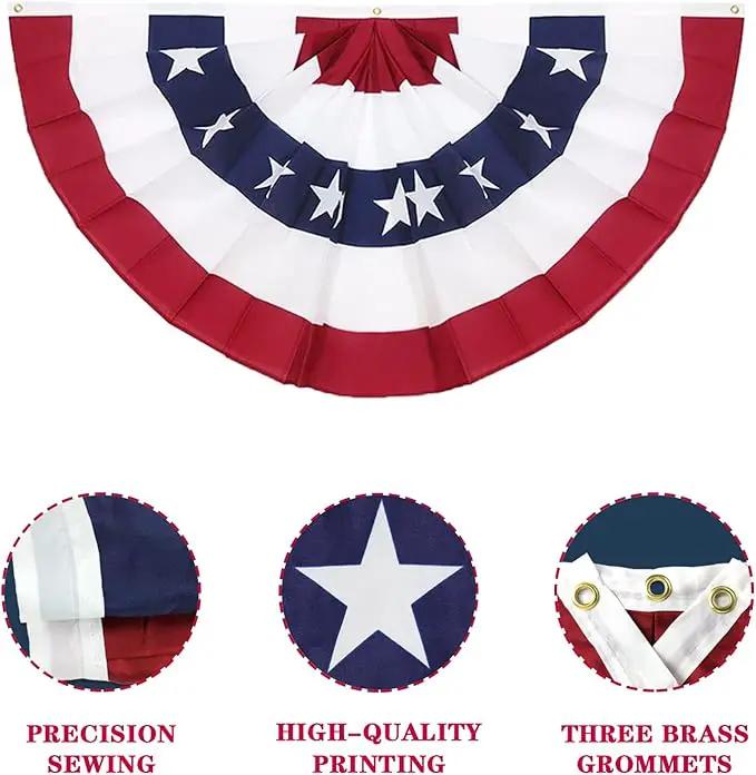 GoosWexmzl 3x6Ft American Pleated Fan Flag,USA Patriotic Half Fan Bunting Flag,Decoration Flags (Set of 6) by GreenHaven Gardens