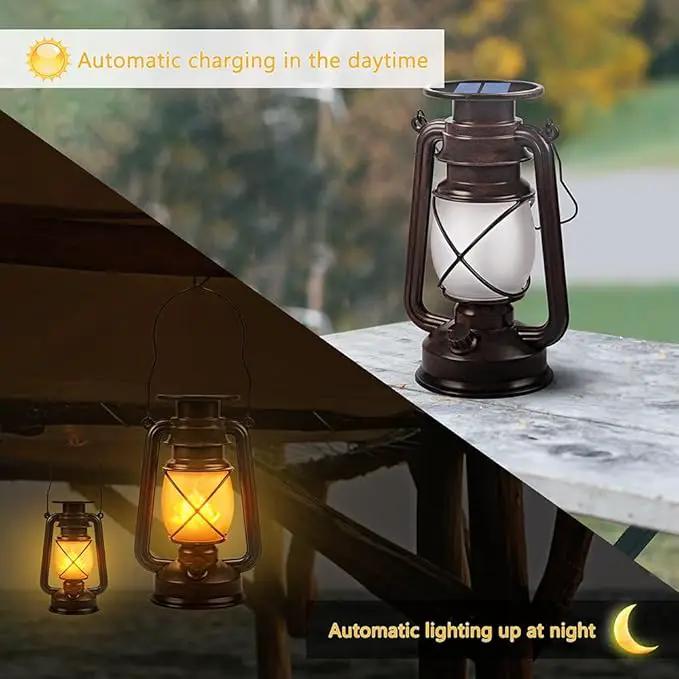 Solar Lantern Outdoor Hanging Solar Lights Dancing Flame Led Waterproof Camping Lamps, Landscape Decor for Table Patio Garden Yard Pathway Porch 2 Pack by GreenHaven Gardens