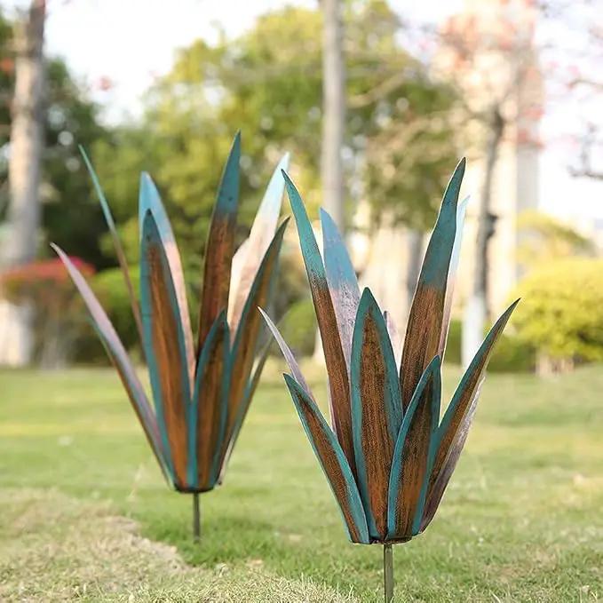 Jesokiibo 2pcs Tequila Rustic Sculpture DIY Metal Agave Plant Home Decor Rustic Hand Painted Metal Agave Garden Ornaments Outdoor Decor Figurines Home Yard Decorations Stakes Lawn Ornaments… by GreenHaven Gardens