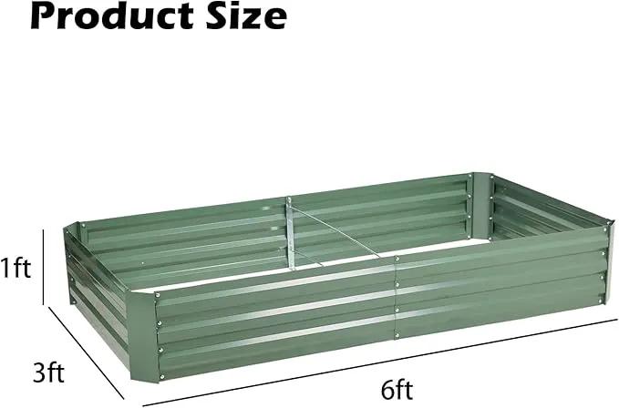 Aoodor 6 x 3 x 1 ft Outdoor Raised Garden Bed, Reinforced Galvanized Steel Planter Box for Vegetables, Fruits, Flowers, and Herbs by GreenHaven Gardens