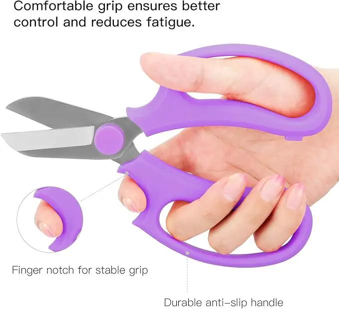 Flower Scissors, Strong Floral Shears, Premium Steel Garden Pruning Shears Floral Fruits Leaf Scissors Hand Pruner Snip Trimming Tool for Gardening Flower Arrangement, Purple by GreenHaven Gardens