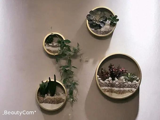 3 Pack Set Wall Planters,Modern Round Glass Wall Planter Succulent Planter Circle Iron Hanging Planter Vase for Herb,Small Cactus Perfect for Balcony, Room and Patio Decor (Gold) by GreenHaven Gardens