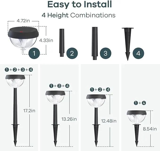 Linkind Solar Pathway Lights 8 Pack, Solar Lights Outdoor Warm White Waterproof, Adjustable Solar Powered for Walkway Yard Garden Driveway Backyard by GreenHaven Gardens