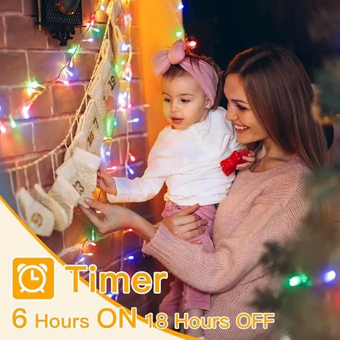 Ollny Christmas Lights Outdoor 200LED 60FT, Multicolor Connectable Plug in Fairy Light Indoor, 8 Modes Waterproof Timer Plug in LED String Lights for House Outside Bedroom Patio Balcony by GreenHaven Gardens