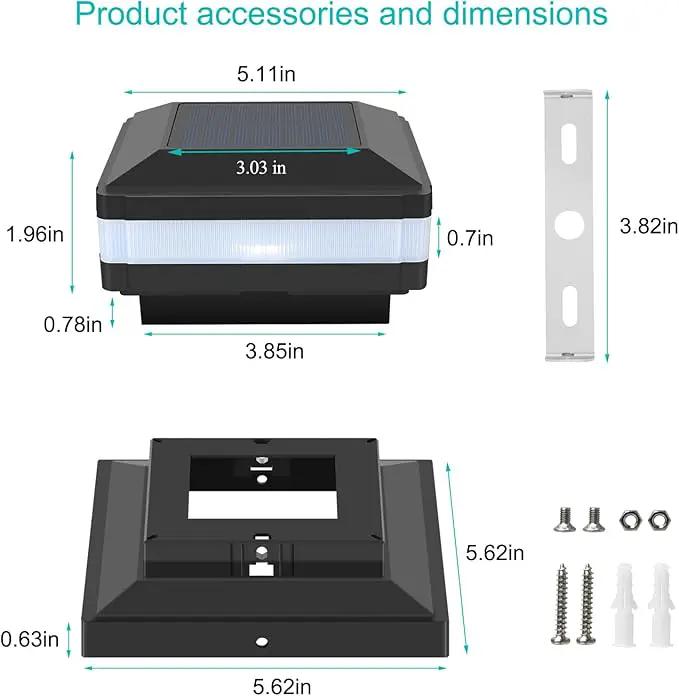 Sumaote Solar Post Lights 160LM 52 LED - 6x6 Posts Solar Light Outdoor Fence Deck Post Cap Lights fit 4x4 5x5 6x6 Wood Posts, IP65 Waterproof for Garden Porch Patio, 6000K White Lighting, 2 Pack by GreenHaven Gardens