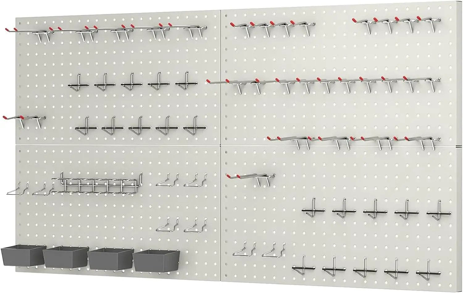 48x24 inch Gray Metal Pegboard Kit for Wall Organization with Hooks, Pegboard Bins, and Utility Tools Storage Board, Efficient Tool Organizer Peg Board by GreenHaven Gardens