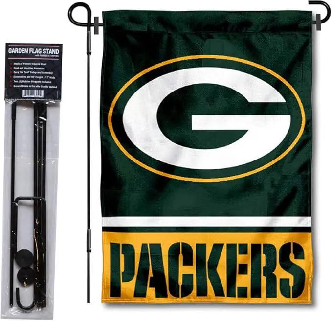 WinCraft Green Bay Packers Garden Flag with Stand Holder by GreenHaven Gardens