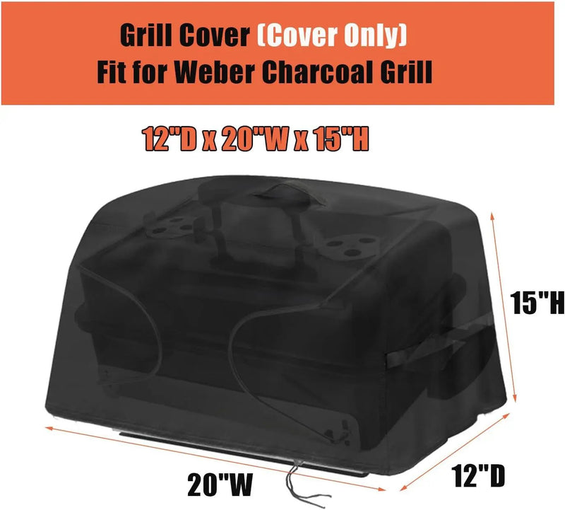 Grill Cover Fit for Weber Go-Anywhere Charcoal Grill,Waterproof Portable Charcoal Grill Cover,Outdoor Small BBQ Smoker Grill Cover (12" D x 20" W x 15" H) by GreenHaven Gardens