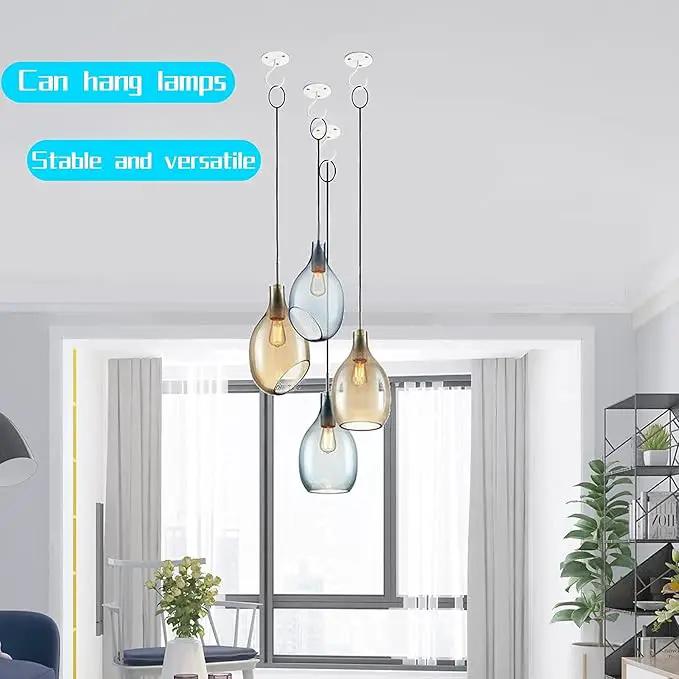 Ceiling Hooks for Hanging Plants- Metal Heavy Duty Wall Mounted Hangers for Hanging Bird Feeders, Planters, Wind Chimes, Include Professional Drywall Anchors (5 Pack) (Bright White) by GreenHaven Gardens