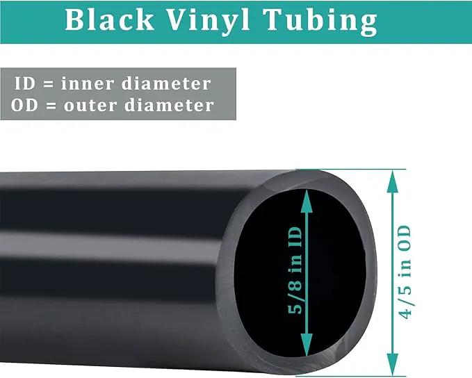 5/8" id - 25ft Black Vinyl Tubing Flexible PVC Tube Hybrid Hose Transfer Water Fuel Gas for Pond Fountain Garden Waterfall, Durable and Safe, with 2 Hose Clamps by GreenHaven Gardens