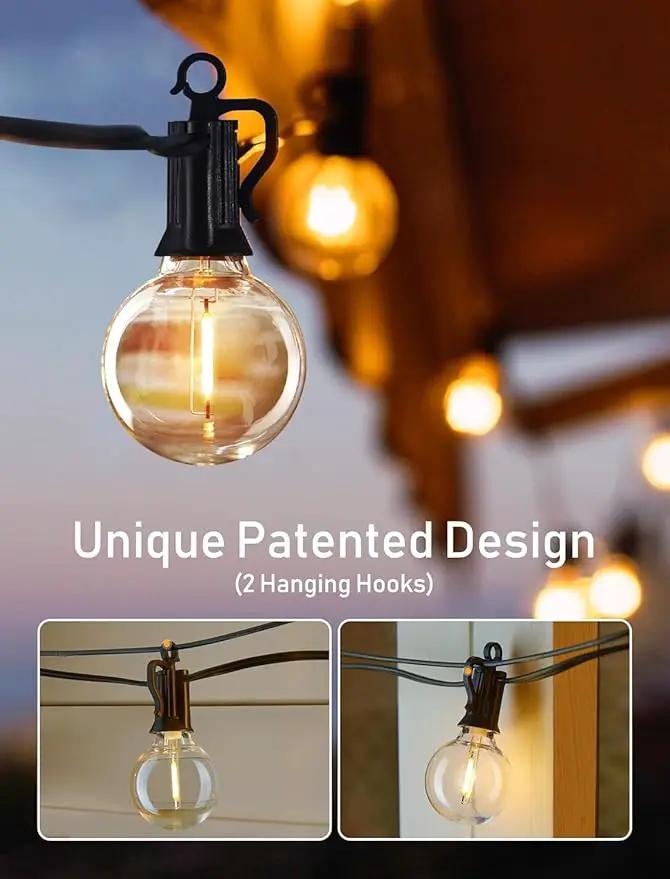 Brightown Outdoor String Lights - Globe Patio Lights 30 Ft with 15 G40 Shatterproof Bulbs, Waterproof Connectable Commercial Outdoor Lights for Backyard, Bistro, Porch, Cafe, Deck by GreenHaven Gardens