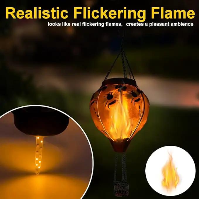 2PC Hot Air Balloon Solar Lantern with 2PC Shepherd Hook, Flickering Flame Hanging Solar Lanterns Outdoor Lights Waterproof Lanterns Decorative Garden Patio Yard Party Decor (Bees) by GreenHaven Gardens