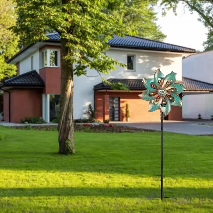 VEWOGARDEN Garden Decor Wind Spinners, Small Waterproof Metal Pinwheels Wind Spinner for Yard and Garden 37 * 10inches (Double Blade) by GreenHaven Gardens