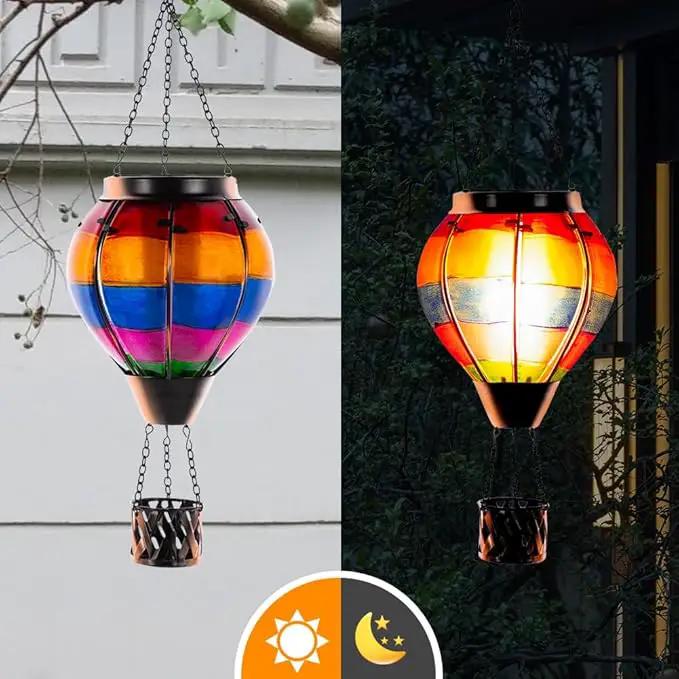 2 Pcs Hot Air Balloon Solar Lantern, Unique Solar Hot Air Balloon with Flame, Hanging Outdoor Lanterns Waterproof Decor for Patio, Garden, Porch by GreenHaven Gardens
