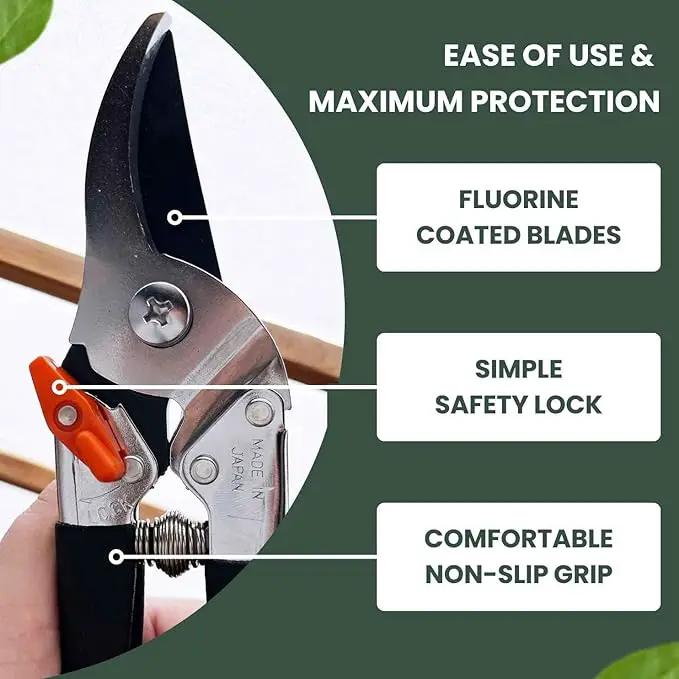 Saboten 7.9" Japanese Pruning Shears - forest Originals, Premium Steel Blades, Made in Japan, Rust Resistant, Gardening Scissors with Duracon Safety Lock by GreenHaven Gardens