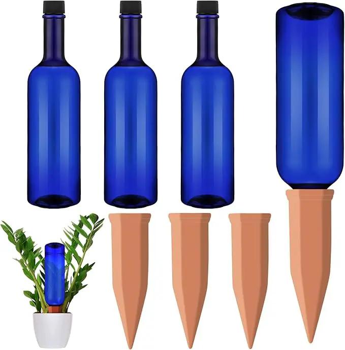 3 Sets Plant Watering Devices Terracotta 26 oz Self Watering Spikes Plastic Wine Bottles Slow Release Vacation Insert Automatic Plant Pot Waterer Device for Indoor Outdoor Garden by GreenHaven Gardens