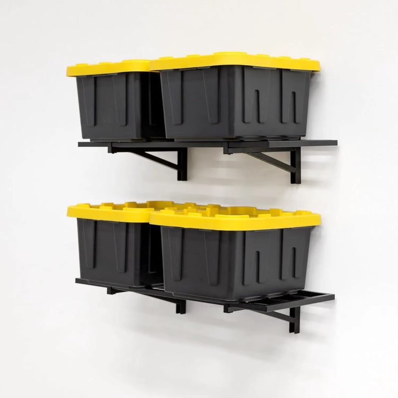 StoreYourBoard 2-Pack Heavy Duty Wall Shelves – Wall-Mounted Garage Storage Shelving and Organization for Sheds, Closets, or Utility Rooms – Holds 200 lbs, 1ft x 2ft, Black by GreenHaven Gardens
