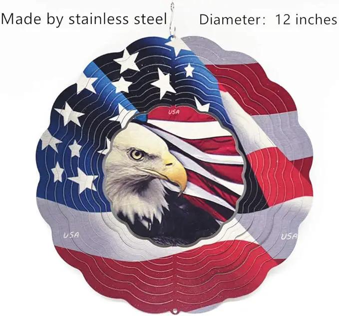 Patriotic Wind Spinner Metal Garden Decor Outdoor 3D Stainless Steel Sculptures Kinetic Hanging Whirligigs Yard Art Decorations Backyard Indoor Patio Lawn Ornaments Clearance Sun Catcher Windmill by GreenHaven Gardens