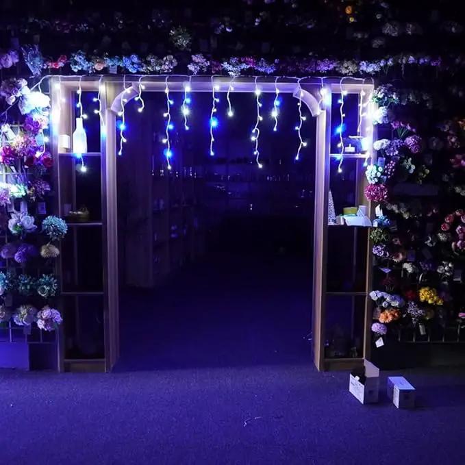 YASENN 300Led Icicle Style String Lights 29.5FT,Update Connectable 8 Lighting Modes with Timer Icicle Lights for Home Garden Outdoor Indoor Eave Decor (Blue and White LED White Cable) by GreenHaven Gardens