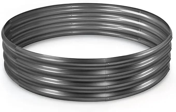 Land Guard Galvanized Raised Garden Bed Kit, Planter Boxes Outdoor, Round Large Metal Garden Beds for Vegetables(Gray)…… by GreenHaven Gardens