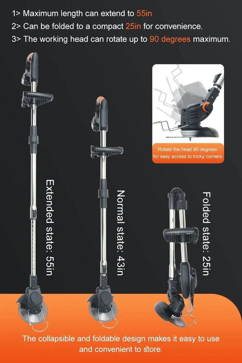 Cordless Weed Wacker,Electric Weed Eater,2 Batteries,Grass Trimmer Cordless,Weed Erimmer Black GCJ by GreenHaven Gardens