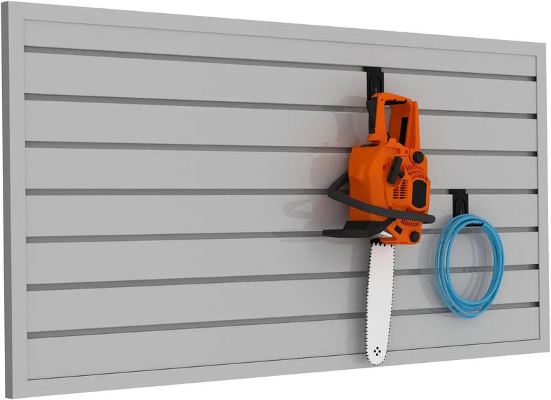 Slatwall Panel Garage Organizer PVC Slatwall Heavy Duty Wall Mounted Rack, Interlocking Slat Wall Panels for Tool Organization Peg Board(Grey 4 x 2 ft) by GreenHaven Gardens