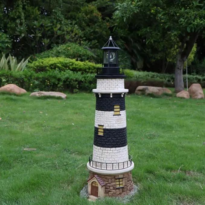 Cabilock LED Rotating Lighthouse Solar Beacon Tower Lamp Water Resistant Lighthouse Light Ornament for Garden Yard Outdoor Decor by GreenHaven Gardens