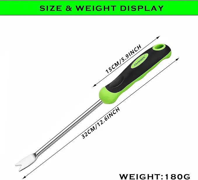 SHANFEEK Dandelion Puller with V-Shaped Shovel Gardening Hand Tools 13-Inch Weed Remover Tool for Garden Yard Weed Puller with Rubber Non-Slip Handle (Green) by GreenHaven Gardens