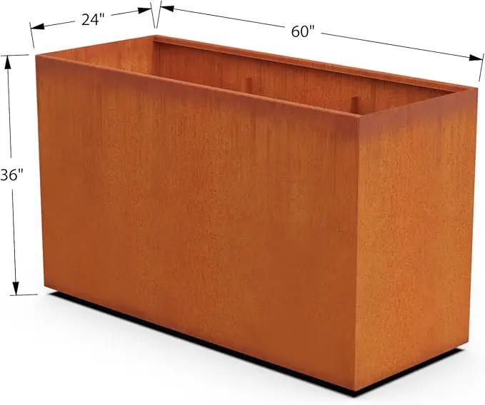 Corten Steel Planter Rectangle Outdoor Metal Garden Box Heavy Duty | Made in USA | Fully Assembled by GreenHaven Gardens