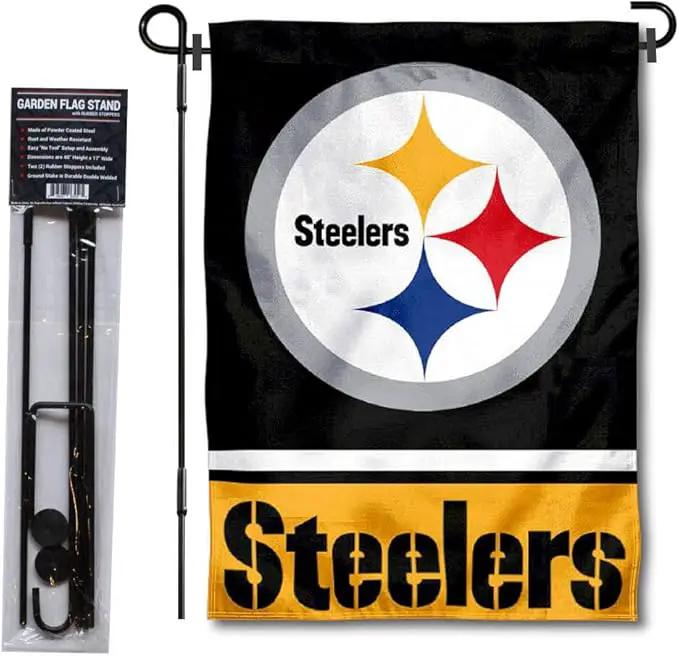 WinCraft Pittsburgh Steelers Garden Flag with Stand Holder by GreenHaven Gardens