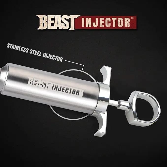Grill Beast - 304 Stainless Steel Meat Injector Kit with 2-oz Large Capacity Barrel and 3 Professional Marinade Needles by GreenHaven Gardens